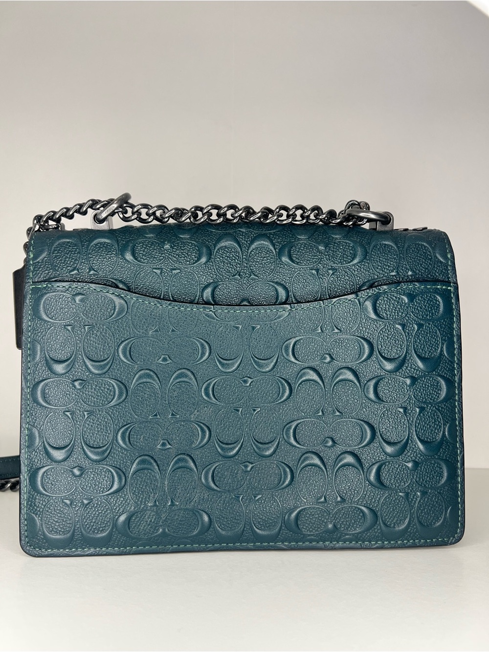 Coach Klare Dark/Forrest Green Embossed Signature Crossbody - Picture 2 of 9